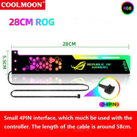HKM-985811 RGB Power Supply Bay Light Board for Chassis and Graphics Card Highlighting, DC5V, 300mm x 86.8mm, Small 4PIN Interface