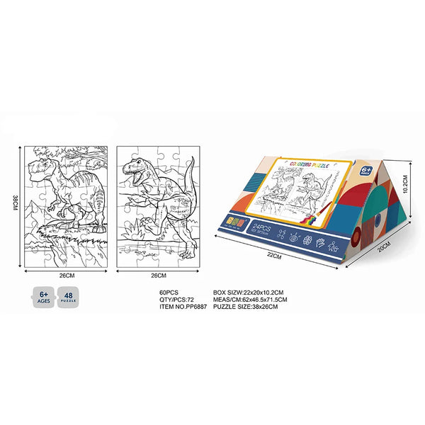 HKM-985875 Customized 2 in 1 Paper Jigsaw Puzzle and Coloring Kit for Ages 6 and Up