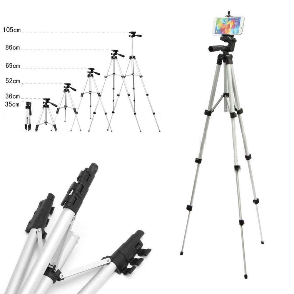 HKM-985875 Portable Aluminum Alloy Tripod with PTZ Set for Digital Cameras and iPhones, White