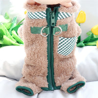 HKM-9859901 Plush Fleece Dog Coat for Small Breeds with Back Zipper and Double D-Ring, Ideal for Autumn and Winter