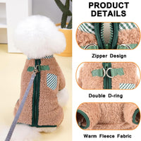 HKM-9859901 Plush Fleece Dog Coat for Small Breeds with Back Zipper and Double D-Ring, Ideal for Autumn and Winter