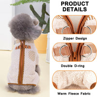 HKM-9859901 Plush Fleece Dog Coat for Small Breeds with Back Zipper and Double D-Ring, Ideal for Autumn and Winter