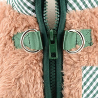 HKM-9859901 Plush Fleece Dog Coat for Small Breeds with Back Zipper and Double D-Ring, Ideal for Autumn and Winter