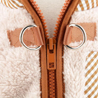 HKM-9859901 Plush Fleece Dog Coat for Small Breeds with Back Zipper and Double D-Ring, Ideal for Autumn and Winter