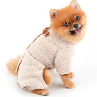 HKM-9859901 Plush Fleece Dog Coat for Small Breeds with Back Zipper and Double D-Ring, Ideal for Autumn and Winter