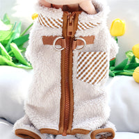 HKM-9859901 Plush Fleece Dog Coat for Small Breeds with Back Zipper and Double D-Ring, Ideal for Autumn and Winter