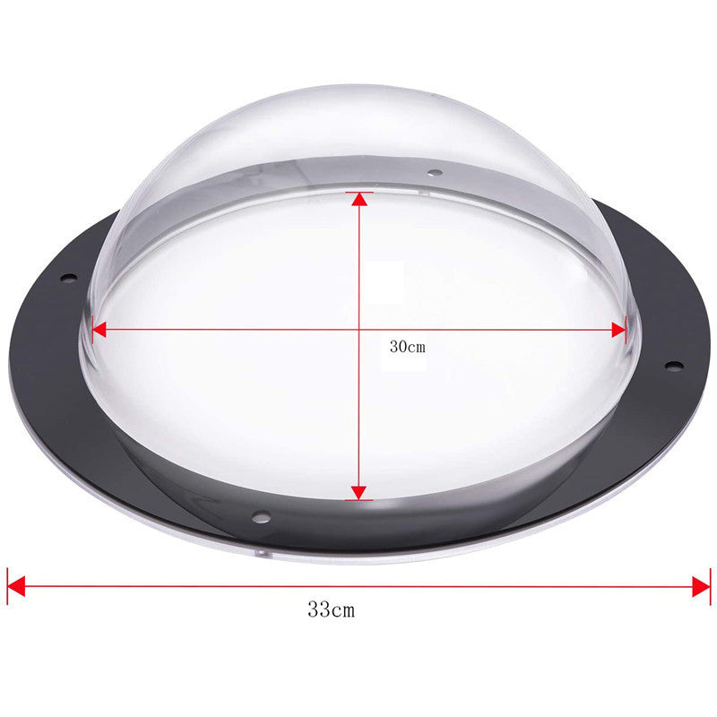 HKM-9860029 Transparent Acrylic Semi-Circular Pet Fence Window with Decorative Ring and Installation Hardware