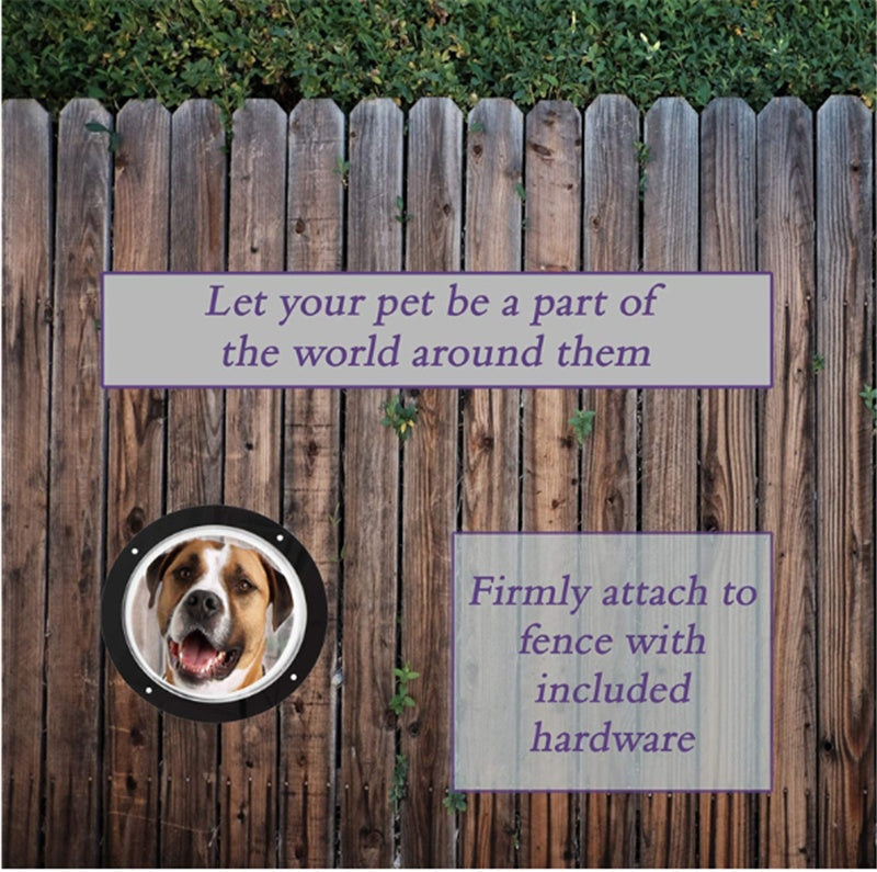 HKM-9860029 Transparent Acrylic Semi-Circular Pet Fence Window with Decorative Ring and Installation Hardware