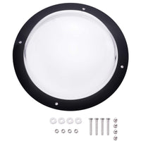 HKM-9860029 Transparent Acrylic Semi-Circular Pet Fence Window with Decorative Ring and Installation Hardware