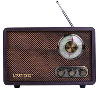 HKM-986003 Wooden Retro Bluetooth Radio with FM/AM, Adjustable Tone, and External Antenna