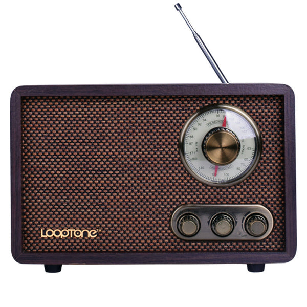 HKM-986003 Wooden Retro Bluetooth Radio with FM/AM, Adjustable Tone, and External Antenna