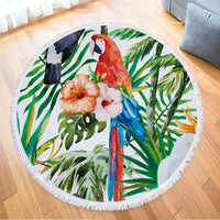 HKM-986131 Tropical Leaves Microfiber Round Beach Towel - 150cm x 150cm