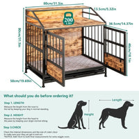 HKM-9862077 Stylish Large Wooden Dog Crate with Storage and Double Doors for Medium to Large Dogs, Brown