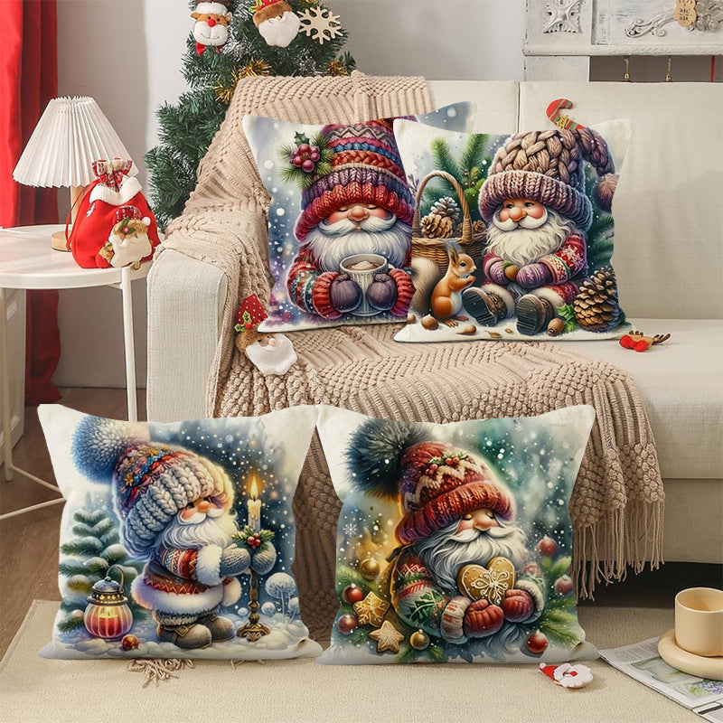 HKM-986259 Christmas Cartoon Pillow Cover for Living Room Decor - 45x45cm, Multiple Styles Available