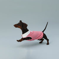 HKM-9863997 Sleeveless Red Striped Dog Vest for Small Dogs - Perfect Fit for Schnauzers and Sausages