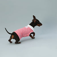 HKM-9863997 Sleeveless Red Striped Dog Vest for Small Dogs - Perfect Fit for Schnauzers and Sausages