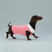 HKM-9863997 Sleeveless Red Striped Dog Vest for Small Dogs - Perfect Fit for Schnauzers and Sausages