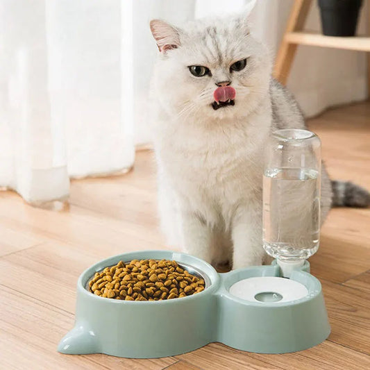 HKM-9864253 Automatic Pet Water and Food Feeder Bowl, Stainless Steel, Ergonomic Design for Cats and Dogs