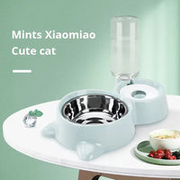 HKM-9864253 Automatic Pet Water and Food Feeder Bowl, Stainless Steel, Ergonomic Design for Cats and Dogs