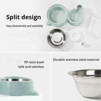 HKM-9864253 Automatic Pet Water and Food Feeder Bowl, Stainless Steel, Ergonomic Design for Cats and Dogs