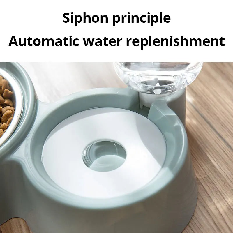 HKM-9864253 Automatic Pet Water and Food Feeder Bowl, Stainless Steel, Ergonomic Design for Cats and Dogs