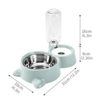 HKM-9864253 Automatic Pet Water and Food Feeder Bowl, Stainless Steel, Ergonomic Design for Cats and Dogs