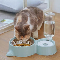 HKM-9864253 Automatic Pet Water and Food Feeder Bowl, Stainless Steel, Ergonomic Design for Cats and Dogs