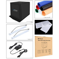 HKM-986515 40CM Adjustable Folding LED Soft Light Box with 6-Color Backdrops