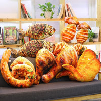 HKM-986515 Food-Themed Plush Pillows - Creative Simulation Designs of Chicken Leg, Grilled Fish, Shrimp, Squid, and Chicken Wings