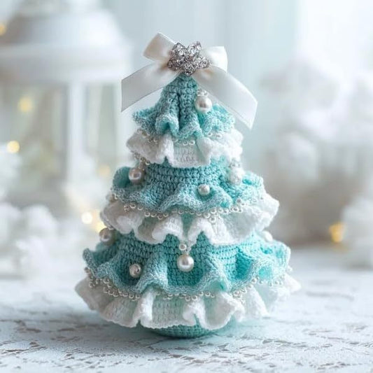 HKM-986579 Crochet Christmas Tree Decoration DIY Material Package - Knitted Festive Ornaments in Various Colors
