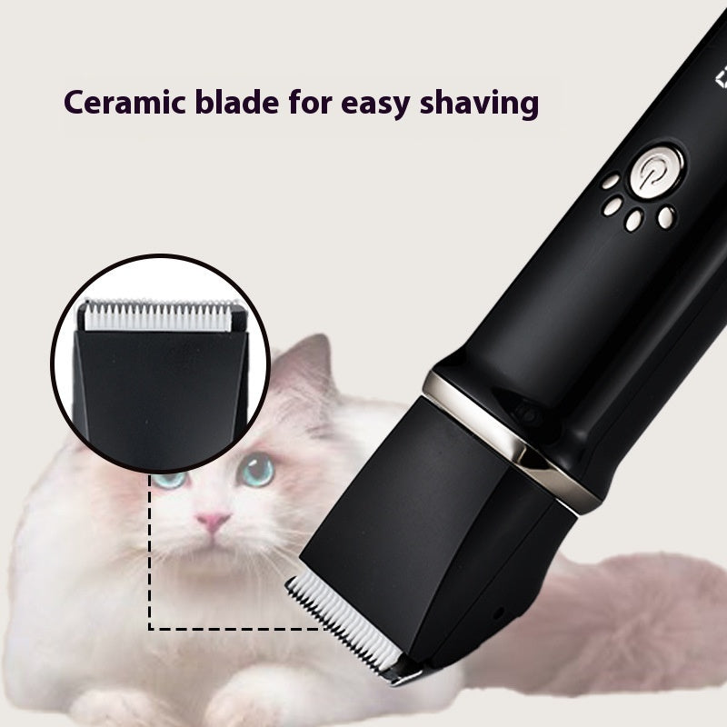 HKM-9866045 4-in-1 Electric Pet Shaver Set with Digital Display for Dogs and Cats, Includes Replacement Head and Charging Cable