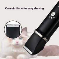 HKM-9866045 4-in-1 Electric Pet Shaver Set with Digital Display for Dogs and Cats, Includes Replacement Head and Charging Cable