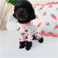 HKM-9866557 Cotton Strawberry Print Sweater for Cats - Four-Legged Clothing in Various Sizes