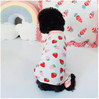 HKM-9866557 Cotton Strawberry Print Sweater for Cats - Four-Legged Clothing in Various Sizes