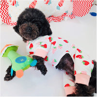 HKM-9866557 Cotton Strawberry Print Sweater for Cats - Four-Legged Clothing in Various Sizes