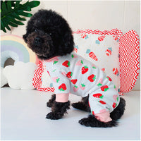HKM-9866557 Cotton Strawberry Print Sweater for Cats - Four-Legged Clothing in Various Sizes