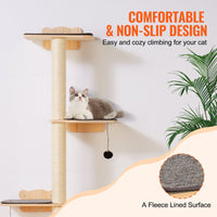 HKM-9867453 Wall Mounted Cat Shelf Tree with Climbing Platforms, Posts, and Toy Balls