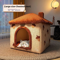 HKM-9868221 Cozy Semi-Enclosed Cat Nest Pet Bed with Reinforced Steel Frame