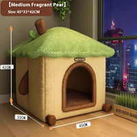 HKM-9868221 Cozy Semi-Enclosed Cat Nest Pet Bed with Reinforced Steel Frame
