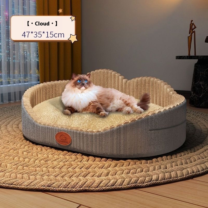 HKM-9868221 Cozy Semi-Enclosed Cat Nest Pet Bed with Reinforced Steel Frame