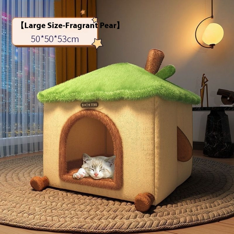 HKM-9868221 Cozy Semi-Enclosed Cat Nest Pet Bed with Reinforced Steel Frame