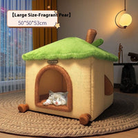 HKM-9868221 Cozy Semi-Enclosed Cat Nest Pet Bed with Reinforced Steel Frame