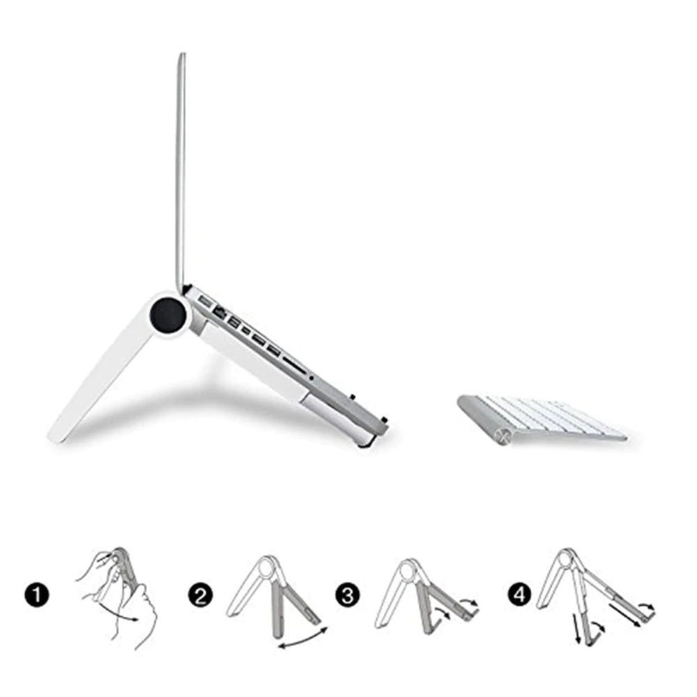 HKM-986963 Aluminum Cooling Stand for iPad, Tablets, and Laptops - Adjustable Triangle Design