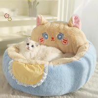 HKM-9871421 Cozy Cat and Dog Bed Tent with Removable Washable Cushion - Fluffy Plush Pet Cave for Ultimate Comfort