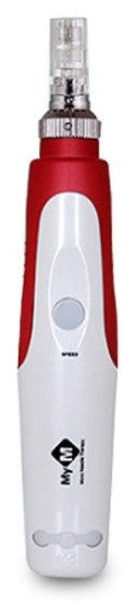 HKM-9871443 electric micro needle pen with a slim red and white body