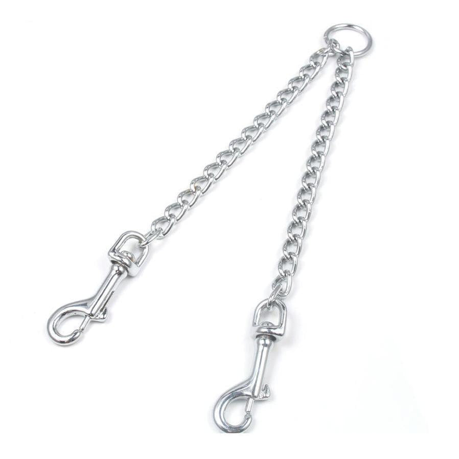 HKM-987155 Chrome-Plated Alloy Dog Collar with Double Traction Leash System
