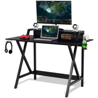 HKM-987155 Modern Multifunction Wooden and Metal Corner PC Gaming Desk for Home Office