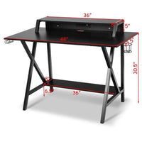 HKM-987155 Modern Multifunction Wooden and Metal Corner PC Gaming Desk for Home Office