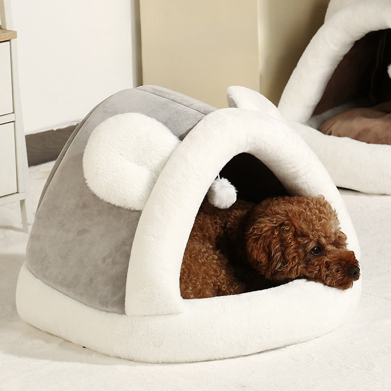 HKM-987283 Cozy Self-Warming Pet Tent Bed for Cats and Small Dogs - Available in Two Sizes