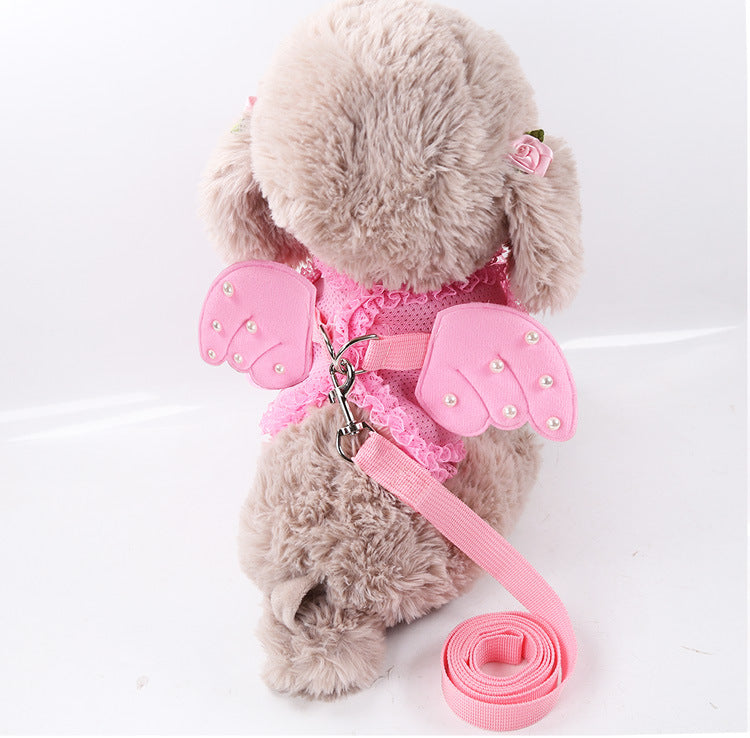 HKM-9873213 Comfortable Pink Polyester Pet Harness and Traction Belt for Small to Large Pets